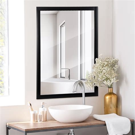 HomGarden Modern Black Framed 24x36 Inch Horizontal Wall Mirror for ...