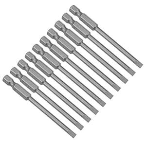 uxcell 10Pcs 1/4" Hex Shank 75mm Length Magnetic SL4 Slot Head ...