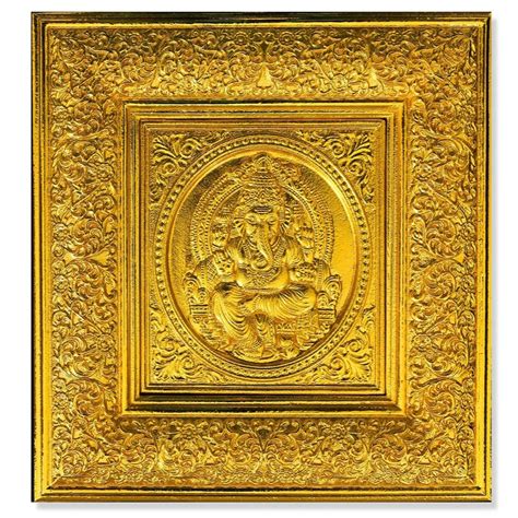 Lord Ganesha Gold Plated Wall Art | For Pooja Room and Living Room ...