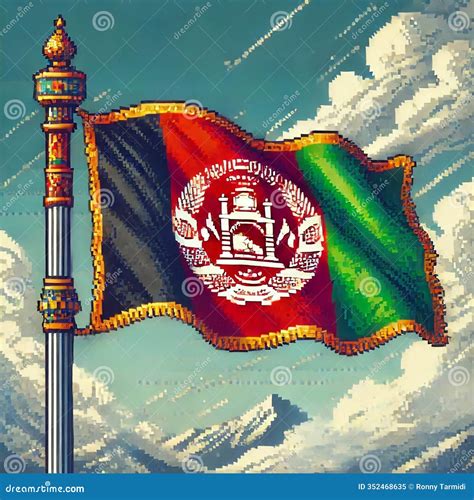 Afghan Flag Design With Garden Background, Pixel Art Stock Photo | CartoonDealer.com #352468656