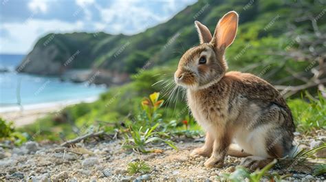 Endangered Amami Rabbit on Lush Japanese Island Habitat | Premium AI-generated image