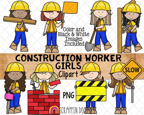 Construction Worker ClipArt - Girls Doing Construction - Commercial Use ...