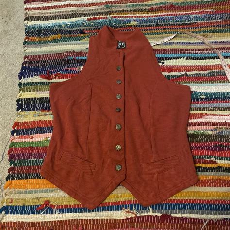 vintage red vest cool little buttons, one of them is... - Depop