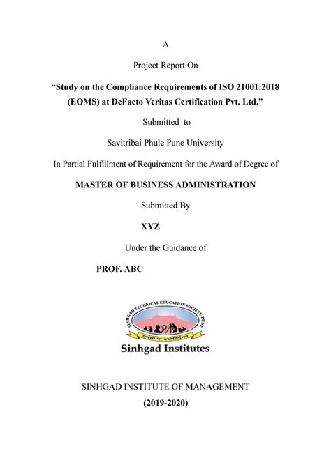 Sample SIP report copy - guidelines - A Project Report On “Study on the ...