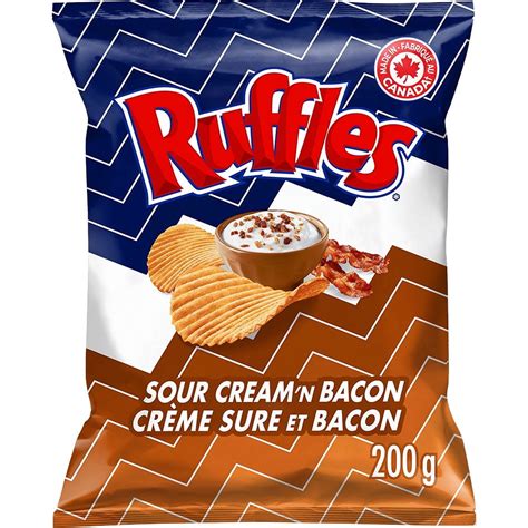 Lays Ruffles Sour Cream & Bacon Flavored Chips, 200g Large Bag ...