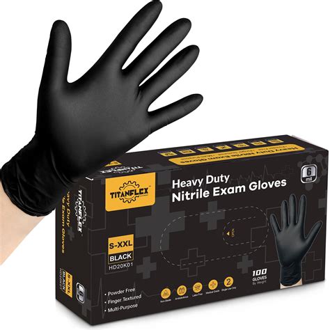 TitanFlex Disposable Nitrile Exam Gloves, 6-mil, Black, Medium 100-ct ...