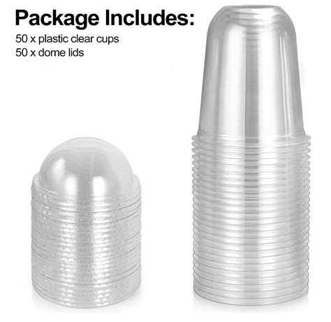 Buy FUFU Plastic Cups with Dome Lids Plastic Dessert Cups with Lids No ...