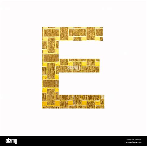 Alphabet letter E uppercase - Gold glitter foil textured Stock Photo - Alamy