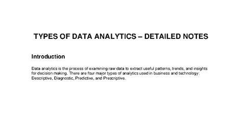Types of Data Analytics: Detailed Notes on Key Concepts - Studocu