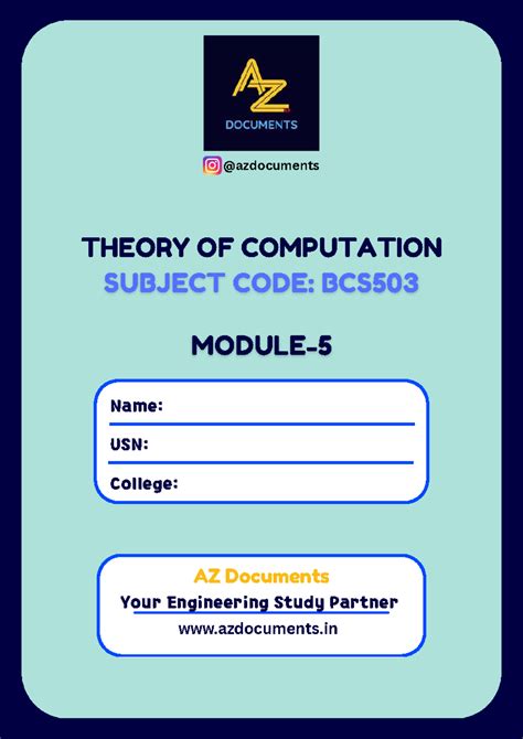 THEORY OF COMPUTATION: TURING MACHINE & UNDECIDABILITY - BCS503 - Studocu