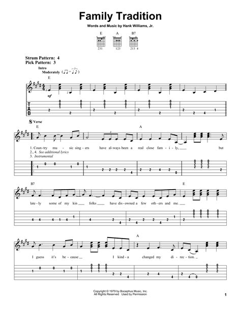 Hank Williams, Jr. "Family Tradition" Sheet Music & Chords | Download ...