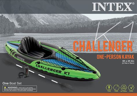 Buy Intex Challenger K1 1 Person Durable Vinyl Streamline Sporty Kayak ...