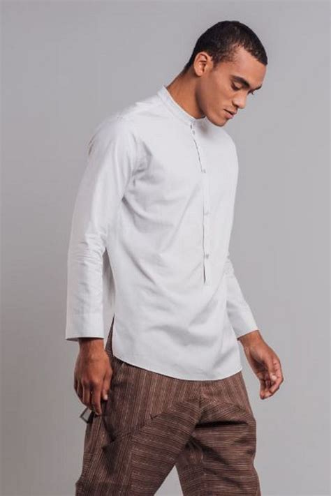 Men's white linen Ukrainian original unique embroidery, vyshivanka for men