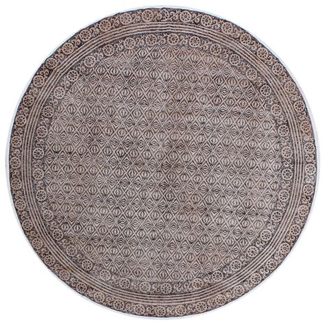 Casavani Custom Handmade Cotton Round Dining Room Rug, Brown 4x4 feet ...