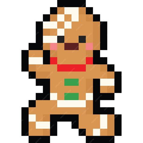 Premium Vector | Pixel art running gingerbread man character