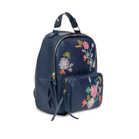 Buy Chumbak Floral Embroidered Backpack - Blue Online