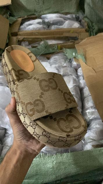 Gucci GG Monogram Platform Slides Beige – Glamourlyindia