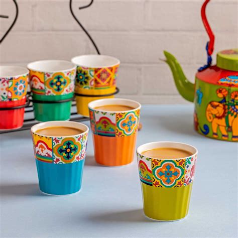 Buy The Bombay Store - Colour Pop Kullads Set of 6 (180 ml Each) Online ...