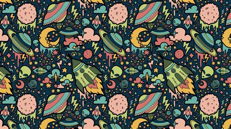 Download wallpaper 1366x768 texture, patterns, aliens, rockets, space ...