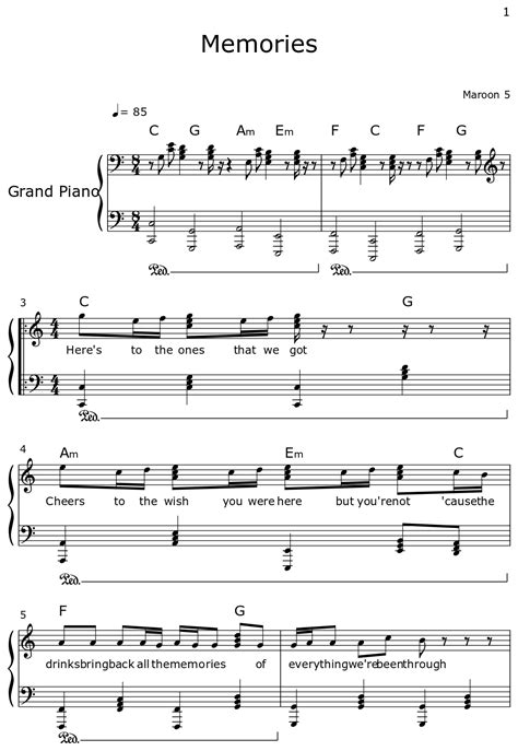 Image result for Memories Piano Tutorial Numbers