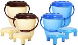 Wonder Plastic Prime Bucket Set, 4 pc Bucket 16L & Lid & Patra, Yellow ...