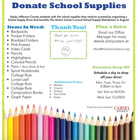 Donate School Supplies For JeffCo Kids At The Action Center | Lakewood ...