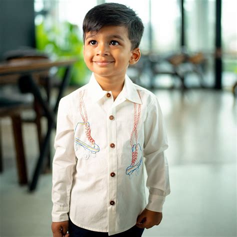 Roller Skates Embroidered Organic Cotton Shirt - White | Kids Shirts ...