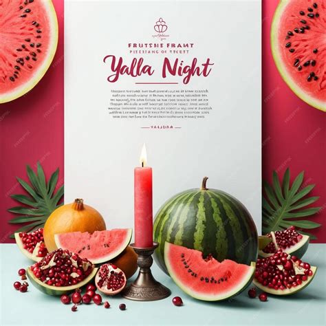 Yalda night a poster with a candle and fruit yalda background | Premium AI-generated image
