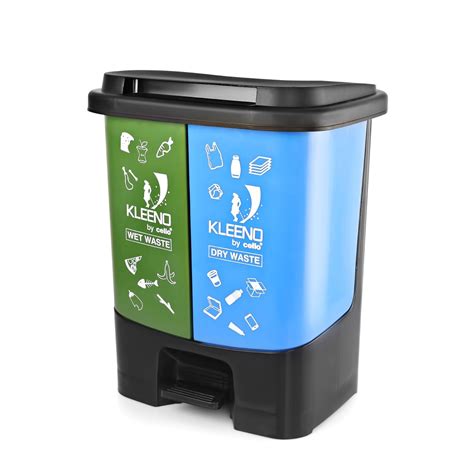 CELLO Duo Plastic Step-On Pedal Dustbin for Wet and Dry Waste| 2 In 1 ...