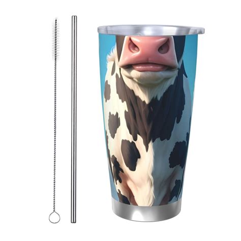 Fotbe Cute Daisy Cow A Pattern 20 oz Tumbler Stainless Steel Vacuum Insulated Coffee Ice Cup ...