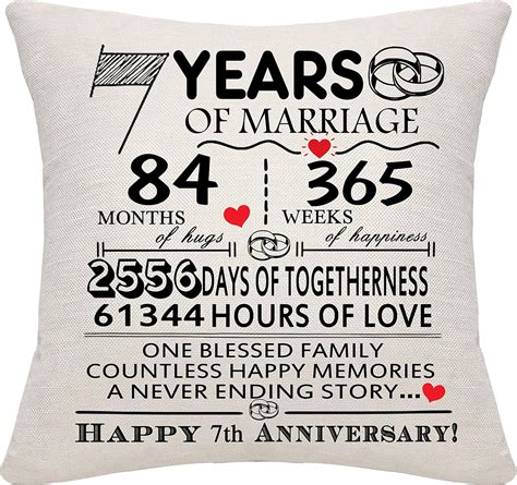 Bommex 7 Years of Marriage Gift 7th Wedding Anniversary Cushion Cover ...