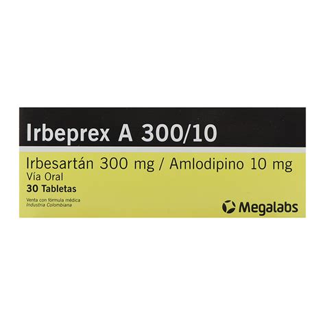 Irbeprex Amlodipino Irbersartan 300 Mg/10 Mg Caja X 30 Tabletas ...