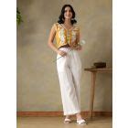 Blue Embroidered Cotton Slub Co-ord Set- Set of 2