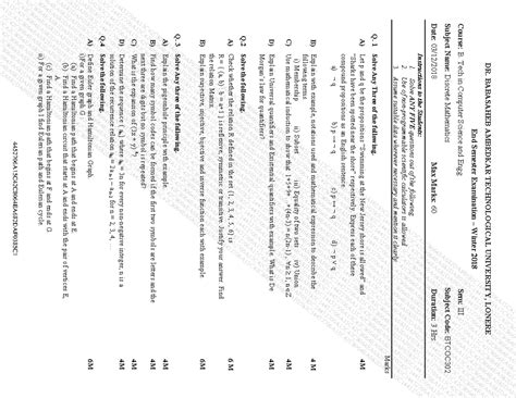B.Tech CS 3 Sem Discrete Mathematics Exam Notes BTCOC302 Dec 2018 - Studocu