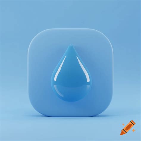 A glossy blue water drop icon centered on a light blue rounded square ...