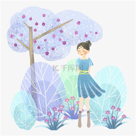 谷雨节气女孩插画素材图片免费下载-千库网