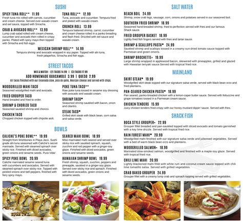 Salt Life Food Shack menu in Jacksonville Beach, Florida, USA