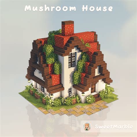 How to build a Mushroom House in Minecraft / Aesthetic / Mizuno's 16 ...