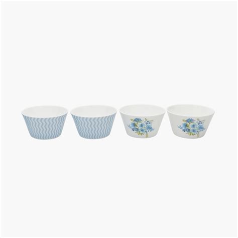 Buy Clay Craft White And Blue Ceramic Snack Bowl - 470ml - Set of 4 ...