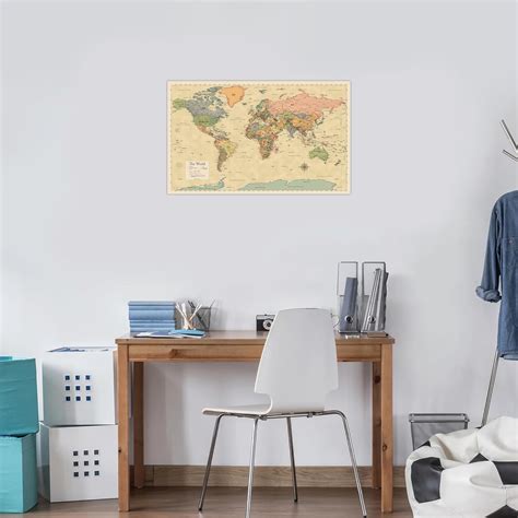 Laminated World Map Poster - Map of the World Chart [Yellow] in Nepal ...