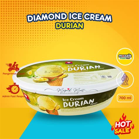 Jual Es Krim Diamond Durian 700 ml-Ice Cream Duren/Mozaik Frozen Mart ...