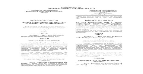 RA 7164 vs RA 9173 - Comparison - [DOC Document]