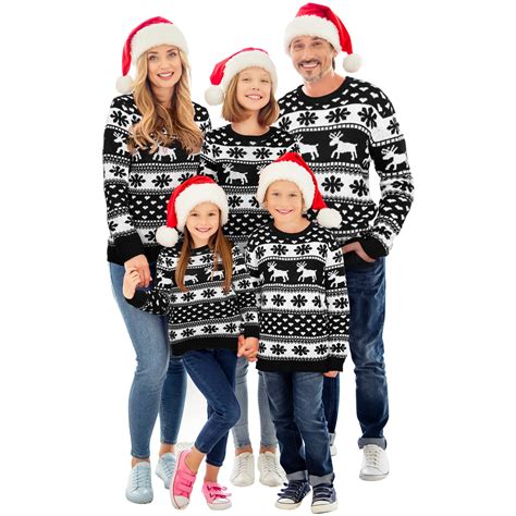 Xaatren Matching Family Christmas Sweaters Ugly Knit Pullover Cute Long ...