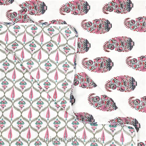Pink Paisley Pure Cotton Double Bed Dohar – JaipurFabric®