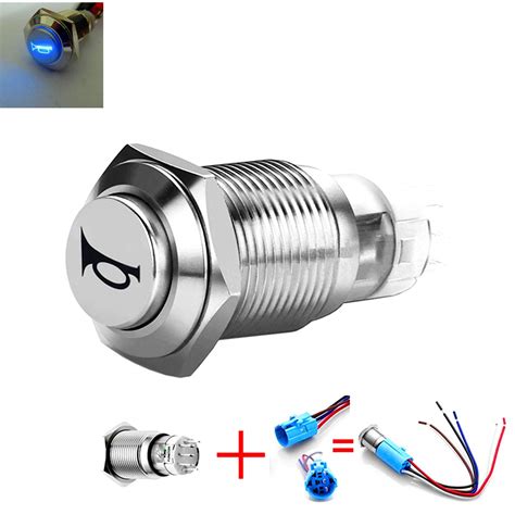 Viping Car Horn Button Switch momentary Push Button Switch 12V 16mm LED ...