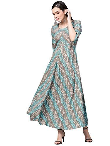 Buy Aks Women's Cotton A-Line Maxi Special Occasion Dress (YA5799_Grey ...