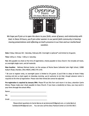 Fillable Online We hope youll join us to open the doors to your faith ...