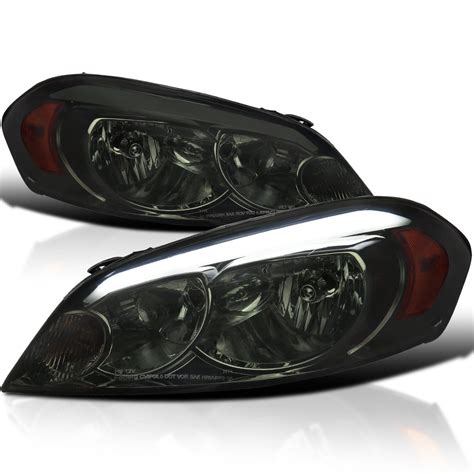 Spec-D Tuning Smoke Headlights w/ LED Strip Compatible with 2006-2013 Chevy Impala, 2006-2007 ...