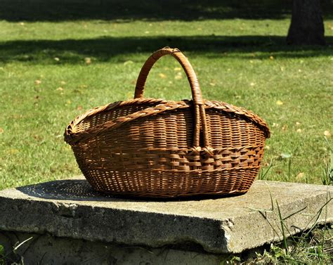Vintage Wicker Basket, Large Farm Basket, Three Weave Centerpiece ...