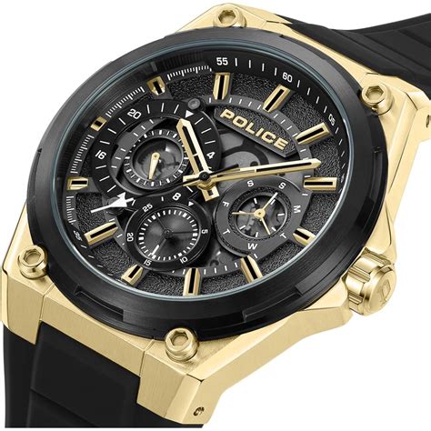 Buy Online Police Quartz Multifunction Black Silicone Strap for Men ...